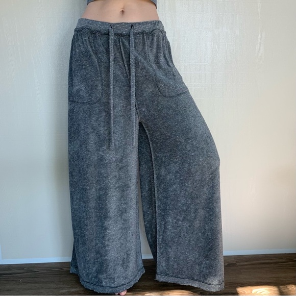 Free People Make It Maxi Wide Leg Terry Lounge Pants Gray  Size XS - Picture 1 of 16
